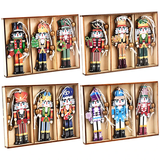 Wooden Nutcracker Soldiers Hanging Ornaments (9 Pcs)