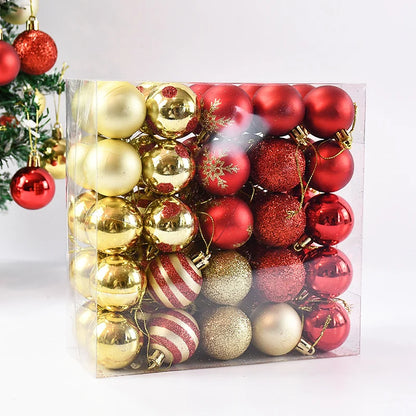 Red & Gold Hanging Christmas Ornaments (50 Pieces)