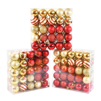 Red & Gold Hanging Christmas Ornaments (50 Pieces)