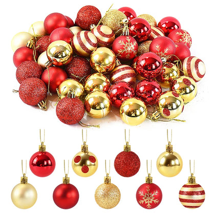 Red & Gold Hanging Christmas Ornaments (50 Pieces)