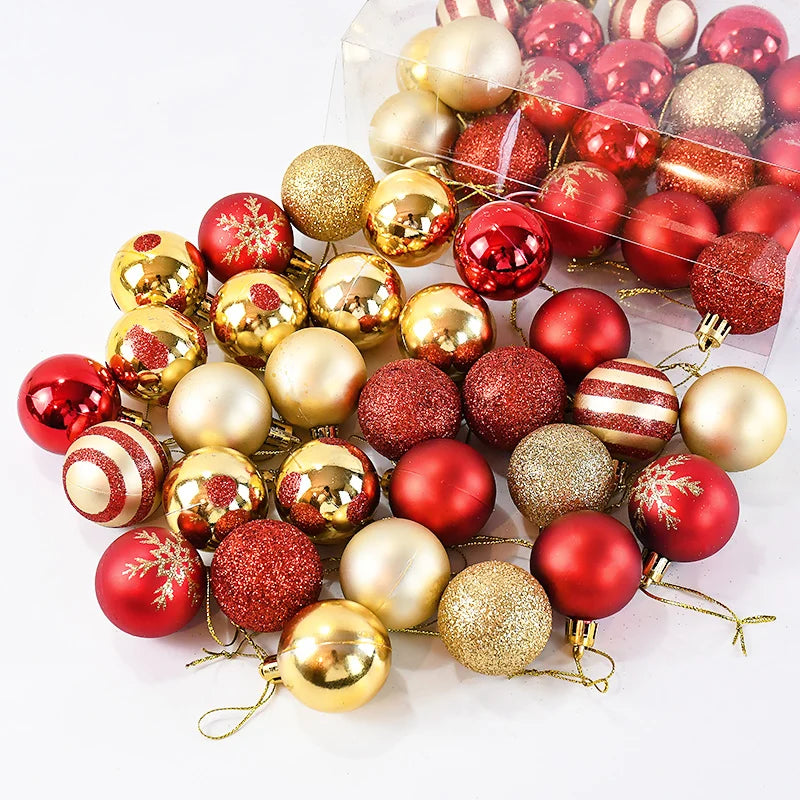 Red & Gold Hanging Christmas Ornaments (50 Pieces)