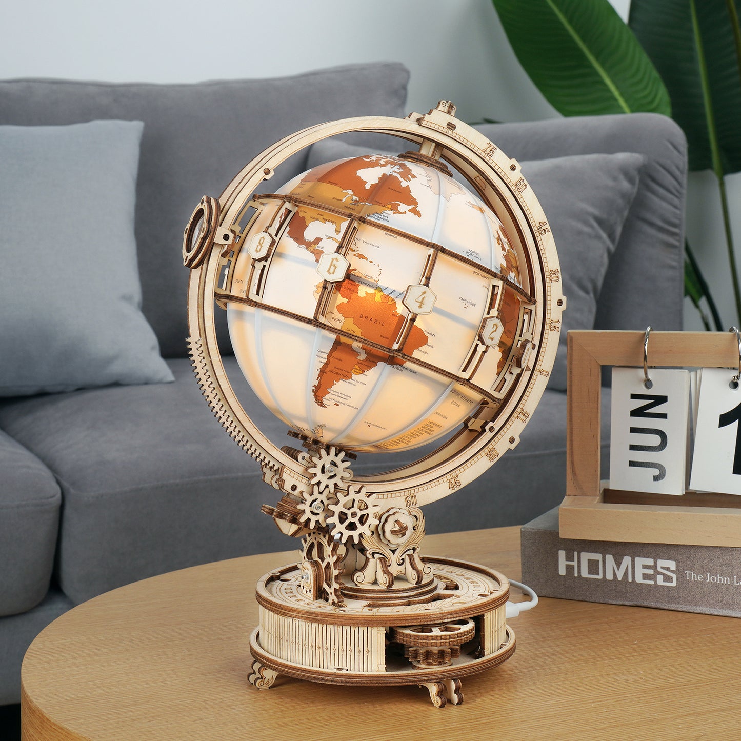 Rompecabezas de madera del globo luminoso DYI 3D con luz LED